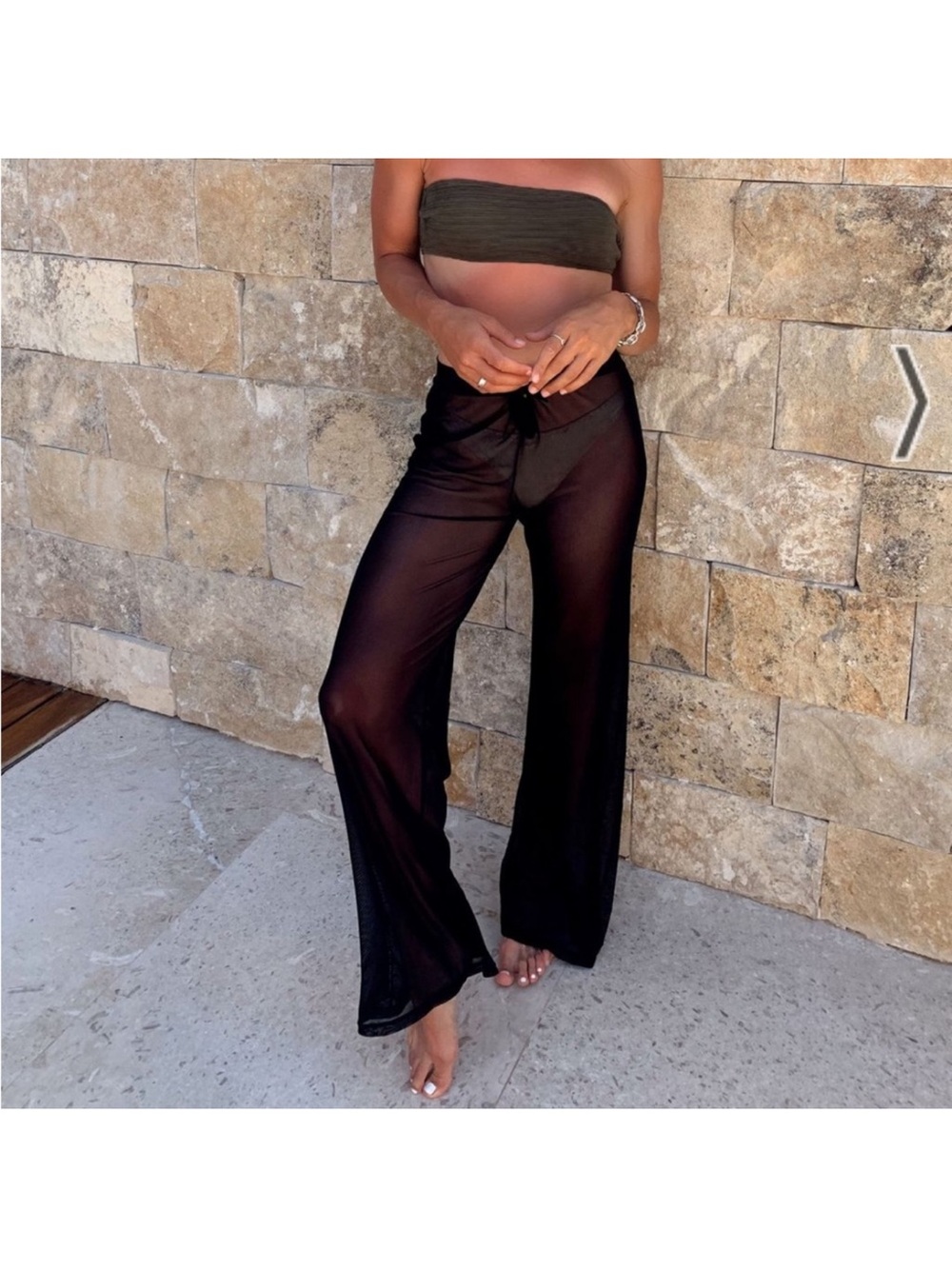 12th Tribe Bull by the Horns Black Sheer Mesh Swim Beach Coverup Pants